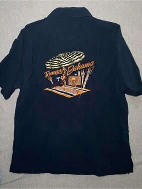 Tommy Bahama Men's Patio King Silk Button Shirt Dark Navy Sz XL